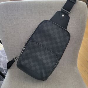 Louis Vuitton Black and Gray Crossbody Bag with Damier Pattern